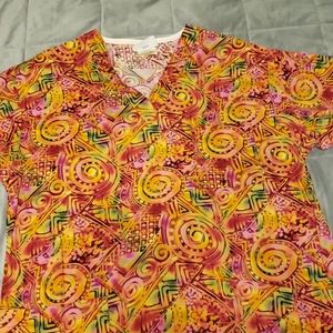 Women's Scrub Top Aztec print